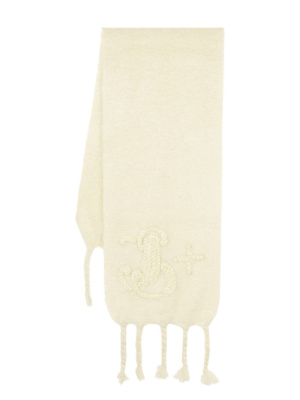 

Logo-embroidered chunky-knit scarf, Jil Sander Logo-embroidered chunky-knit scarf
