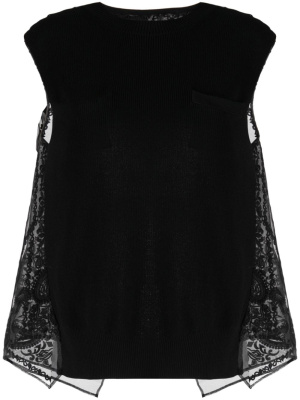 

Panelled cap-sleeve top, Sacai Panelled cap-sleeve top