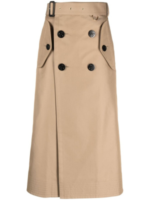 

Pleat-detailing belted-waist skirt, Sacai Pleat-detailing belted-waist skirt