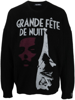 

Grand Fete graphic print merino wool jumper, Raf Simons Grand Fete graphic print merino wool jumper