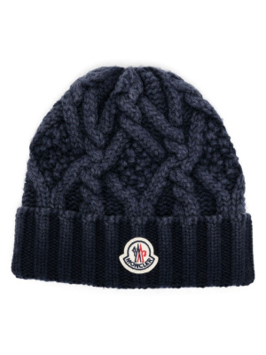 

Logo-patch cable-knit beanie, Moncler Logo-patch cable-knit beanie