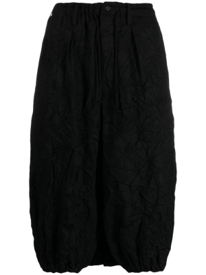 

Crinkled flannel drop-crotch shorts, Yohji Yamamoto Crinkled flannel drop-crotch shorts