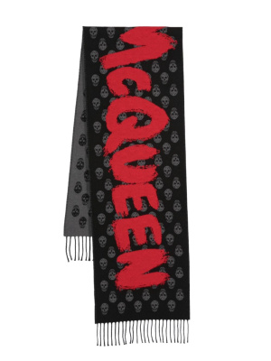 

Skull-pattern logo scarf, Alexander McQueen Skull-pattern logo scarf