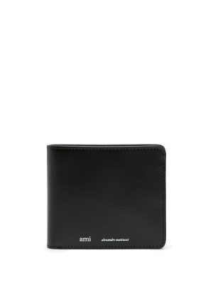 

Logo-print leather wallet, AMI Paris Logo-print leather wallet