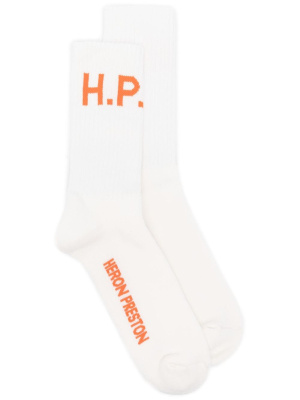 

HP logo-intarsia ribbed socks, Heron Preston HP logo-intarsia ribbed socks