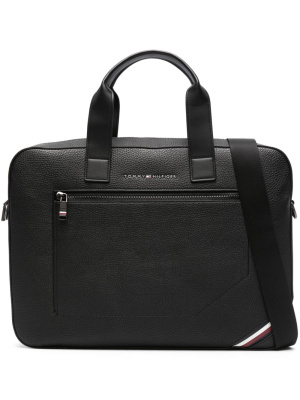 

Logo-stamp leather laptop bag, Tommy Hilfiger Logo-stamp leather laptop bag