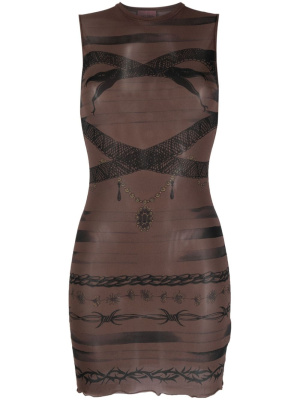 

Graphic-print sleeveless minidress, Jean Paul Gaultier Graphic-print sleeveless minidress