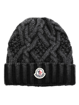 

Logo-patch cable-knit beanie, Moncler Logo-patch cable-knit beanie