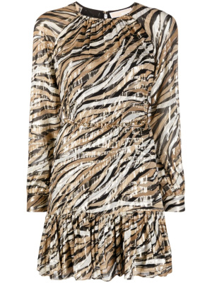 

Zebra-print long-sleeved minidress, Michael Michael Kors Zebra-print long-sleeved minidress