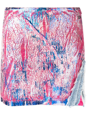

Frayed abstract-print skirt, Diesel Frayed abstract-print skirt