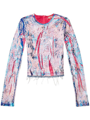 

T-Hope distressed abstract-print top, Diesel T-Hope distressed abstract-print top