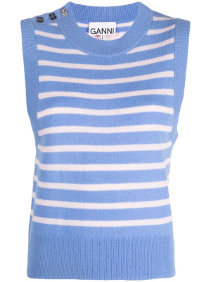 

Crew-neck striped knitted vest, GANNI Crew-neck striped knitted vest
