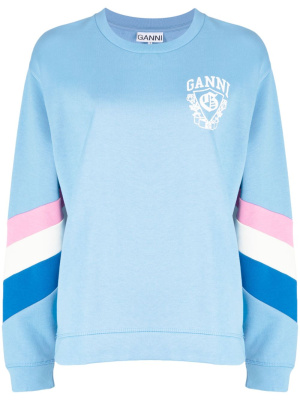 

Logo-print stripe-detailing sweatshirt, GANNI Logo-print stripe-detailing sweatshirt