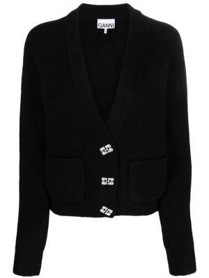 

V-neck wool-blend cardigan, GANNI V-neck wool-blend cardigan