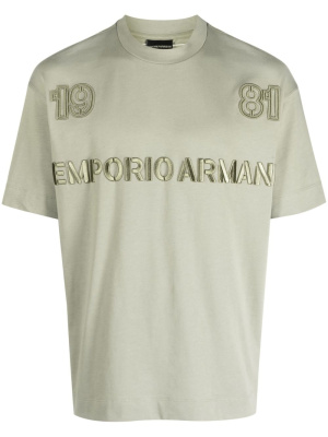 

Logo-embroidered cotton T-shirt, Emporio Armani Logo-embroidered cotton T-shirt