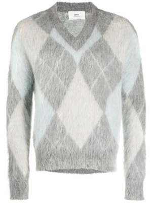 

Argyle-check brushed sweatshirt, AMI Paris Argyle-check brushed sweatshirt