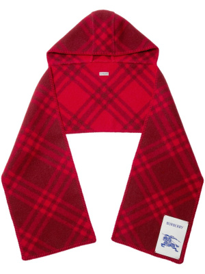 

Logo-patch checkered hooded scarf, Burberry Logo-patch checkered hooded scarf