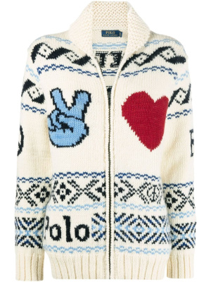 

Intarsia-knit wool-blend cardigan, Polo Ralph Lauren Intarsia-knit wool-blend cardigan