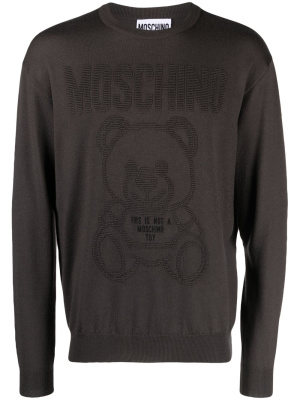 

Teddy Bear-motif virgin-wool sweatshirt, Moschino Teddy Bear-motif virgin-wool sweatshirt