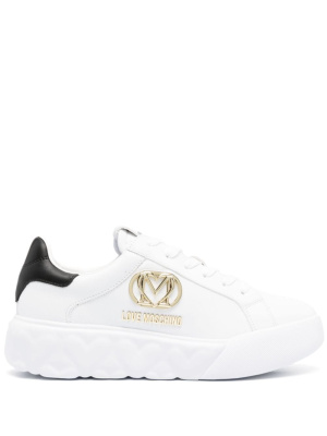 

Logo-plaque leather sneakers, Love Moschino Logo-plaque leather sneakers