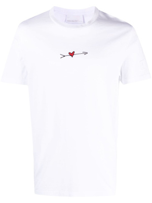 

Heart-embroidered cotton T-shirt, Neil Barrett Heart-embroidered cotton T-shirt