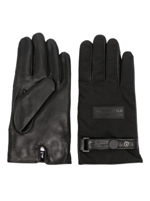 

Logo-plaque leather gloves, Karl Lagerfeld Logo-plaque leather gloves