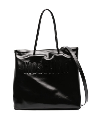 

Logo-debossed leather tote bag, Moschino Logo-debossed leather tote bag