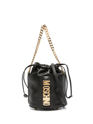 

Logo-plaque leather bucket bag, Moschino Logo-plaque leather bucket bag