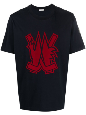 

Hockey flocked-logo cotton T-shirt, Moncler Hockey flocked-logo cotton T-shirt
