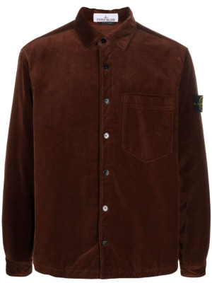 

Compass-motif velvet shirt, Stone Island Compass-motif velvet shirt
