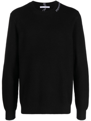 

Embroidered-motif crew-neck jumper, Helmut Lang Embroidered-motif crew-neck jumper