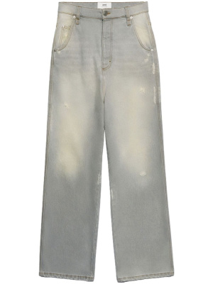 

Logo-patch wide-leg jeans, AMI Paris Logo-patch wide-leg jeans