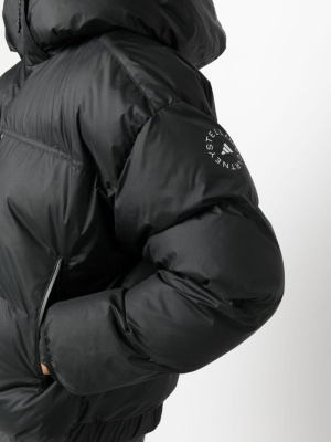 

Logo-patch puffer jacket, Adidas by Stella McCartney Logo-patch puffer jacket