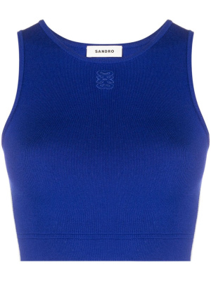 

Logo-embroidered ribbed crop top, SANDRO Logo-embroidered ribbed crop top