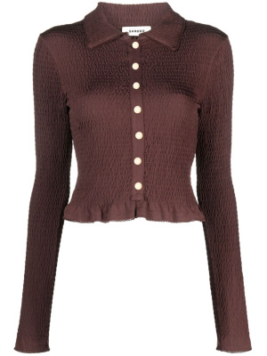 

Ruffle-hem smocked shirt, SANDRO Ruffle-hem smocked shirt