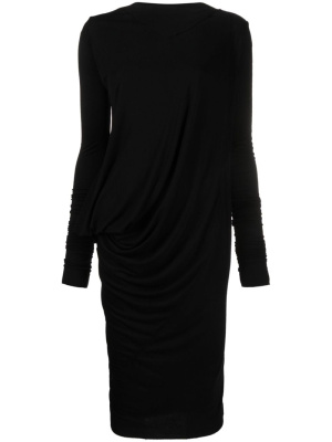 

Slash-neck ruched midi dress, Rick Owens Lilies Slash-neck ruched midi dress