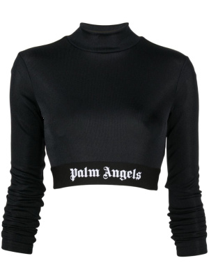 

Logo-tape cropped T-shirt, Palm Angels Logo-tape cropped T-shirt