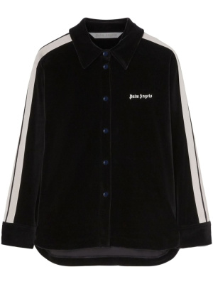 

Logo-embroidered velvet track shirt, Palm Angels Logo-embroidered velvet track shirt