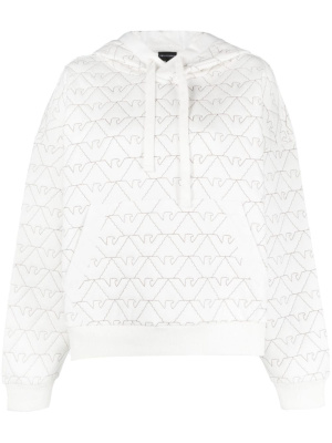 

Logo-embroidered cotton hoodie, Emporio Armani Logo-embroidered cotton hoodie