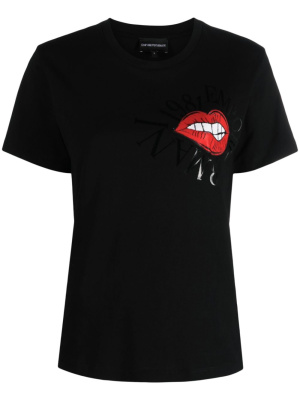 

Lip logo-print cotton T-shirt, Emporio Armani Lip logo-print cotton T-shirt