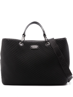 

Logo-patch textured tote bag, Emporio Armani Logo-patch textured tote bag