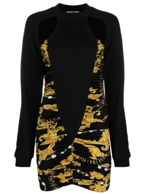 

Logo-print cut-out ruched minidress, Versace Jeans Couture Logo-print cut-out ruched minidress