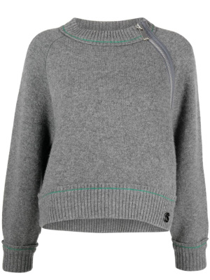 

Off-centre zip crew-neck jumper, Sacai Off-centre zip crew-neck jumper