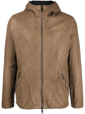 

Zip-up hooded leather jacket, Giorgio Brato Zip-up hooded leather jacket