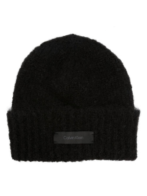 

Logo-tag ribbed beanie, Calvin Klein Logo-tag ribbed beanie
