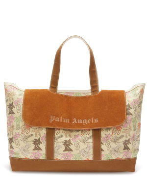 

Palmity printed canvas tote bag, Palm Angels Palmity printed canvas tote bag