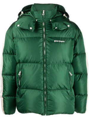 

Logo-print side-stripe puffer jacket, Palm Angels Logo-print side-stripe puffer jacket