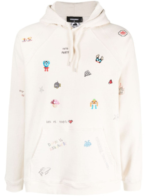 

Motif-embellished stretch-cotton hoodie, Dsquared2 Motif-embellished stretch-cotton hoodie