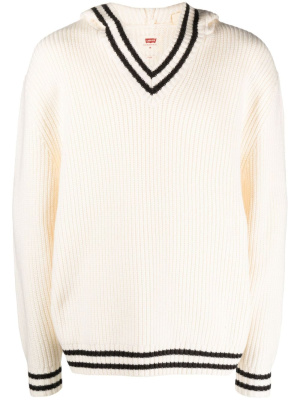 

Striped-trim chunky-knit hoodie, Levi's Striped-trim chunky-knit hoodie