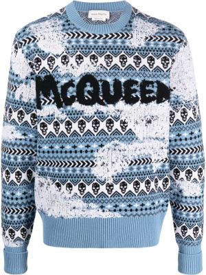 

Graffiti-logo Fair Isle knit jumper, Alexander McQueen Graffiti-logo Fair Isle knit jumper